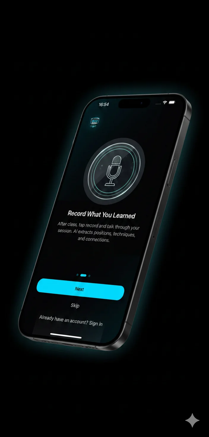 BJJ Base voice recording screen